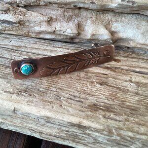 Copper and Turquoise Feather Barrette